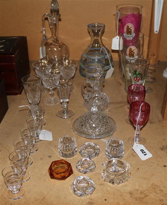 Set of 6 Moser liqueur glasses and a quantity of table and ornamental glassware